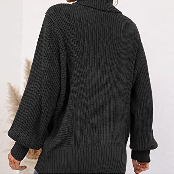 Women's Fall Winter Long Sleeve Oversized Knit High Turtleneck Sweater L… - Picture 2 of 6